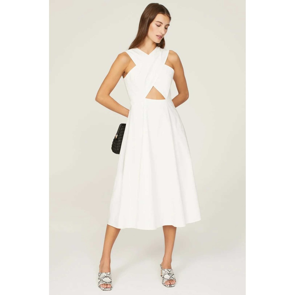 Rosetta Getty Collective White Cutout Halter Midi Dress Sleeveless Size 14